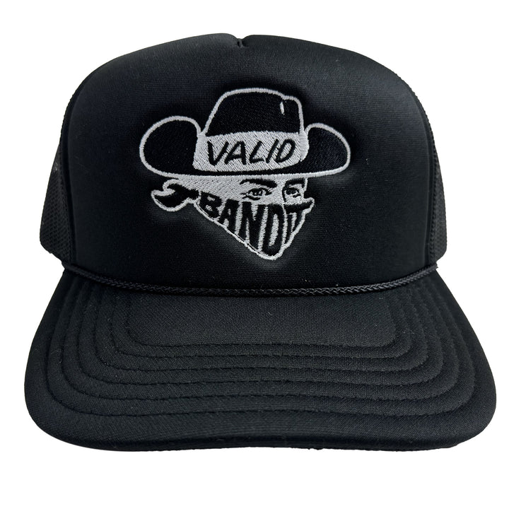 Bandit Black Trucker Hat W/ White and Black Stitch